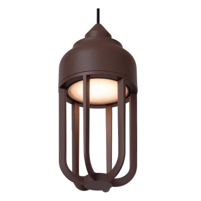 Lucide WELLS - Pendant light Indoor/Outdoor - Ø 10 cm - LED - 1x8W 2700K - IP54 - Rust Brown